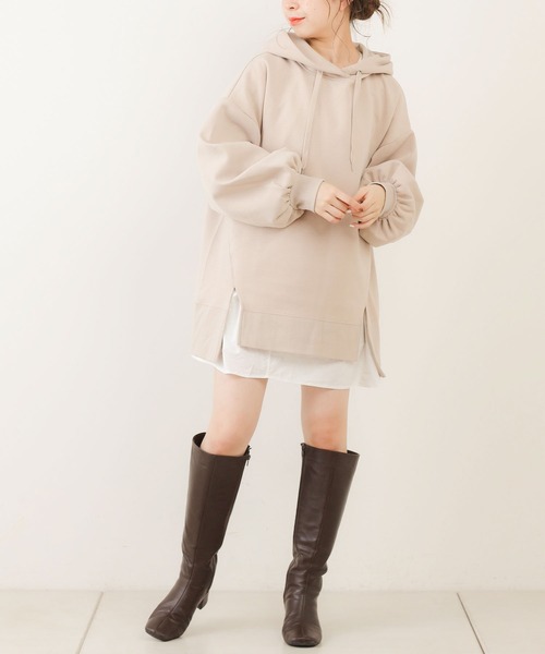 Chico（チコ）の「ダンボールフードパーカー（パーカー・レディース・ライトベージュ/ベージュ/カーキ/ブラック/モカ・FREE）」の13枚目の写真