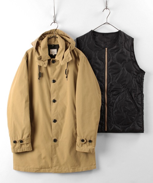 make a ray!（メイク ア レイ！）の「3WAYステンカラーコート/フードジャケット/キルティングライナー付き（ステンカラーコート・メンズ・ベージュ/ブラック/オリーブ・L/XL/M）」の22枚目の写真