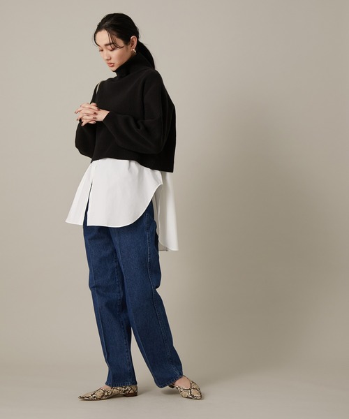 ADAM ET ROPE'（アダムエロペ）の「【セットアイテム】レイヤードシャツ片畦プルオーバー（ニット/セーター・レディース・ホワイト/ブラック・FREE）」の14枚目の写真