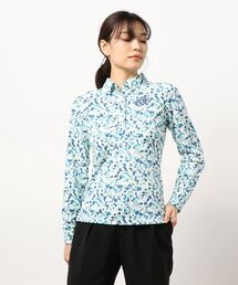 《ZOY》WOMENS タイニーフラワープリント長袖ポロシャツ
