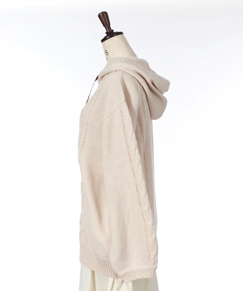 axes femme（アクシーズファム）の「モチーフレースニットパーカー（ニット/セーター・レディース・サックスブルー/キナリ/グリーン・MEDIUM）」の7枚目の写真