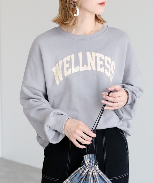 reca（レカ）の「カレッジロゴスウェット（スウェット・レディース・イエロー/チャコール/オートミール/ピンク/ブルー系その他/ベージュ/ベージュ系その他/グレー系その他/ブルー系その他2/グレー系その他2/チャコールグレー/ベージュ系その他2・FREE）」の10枚目の写真