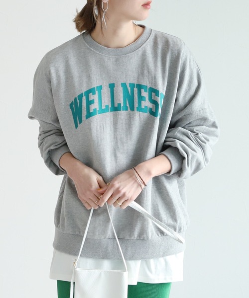 reca（レカ）の「カレッジロゴスウェット（スウェット・レディース・イエロー/チャコール/オートミール/ピンク/ブルー系その他/ベージュ/ベージュ系その他/グレー系その他/ブルー系その他2/グレー系その他2/チャコールグレー/ベージュ系その他2・FREE）」の15枚目の写真