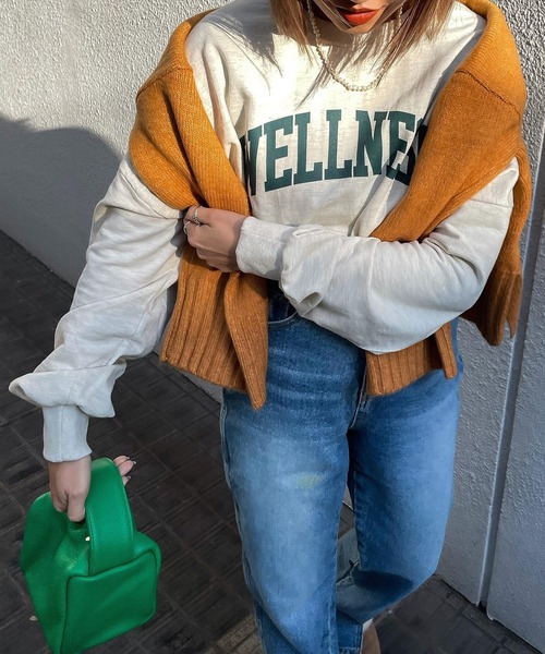 reca（レカ）の「カレッジロゴスウェット（スウェット・レディース・イエロー/チャコール/オートミール/ピンク/ブルー系その他/ベージュ/ベージュ系その他/グレー系その他/ブルー系その他2/グレー系その他2/チャコールグレー/ベージュ系その他2・FREE）」の21枚目の写真