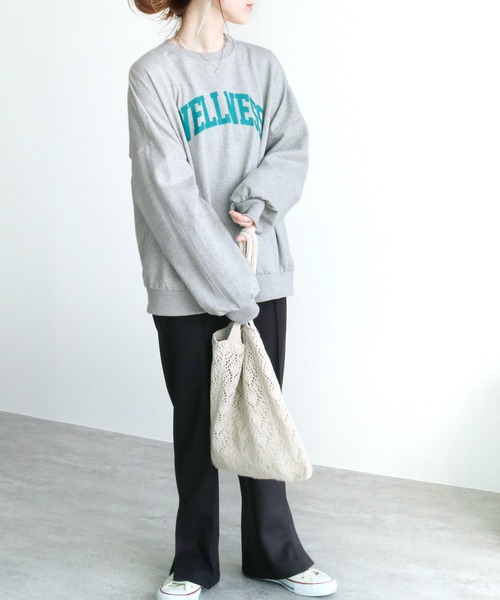 reca（レカ）の「カレッジロゴスウェット（スウェット・レディース・イエロー/チャコール/オートミール/ピンク/ブルー系その他/ベージュ/ベージュ系その他/グレー系その他/ブルー系その他2/グレー系その他2/チャコールグレー/ベージュ系その他2・FREE）」の16枚目の写真