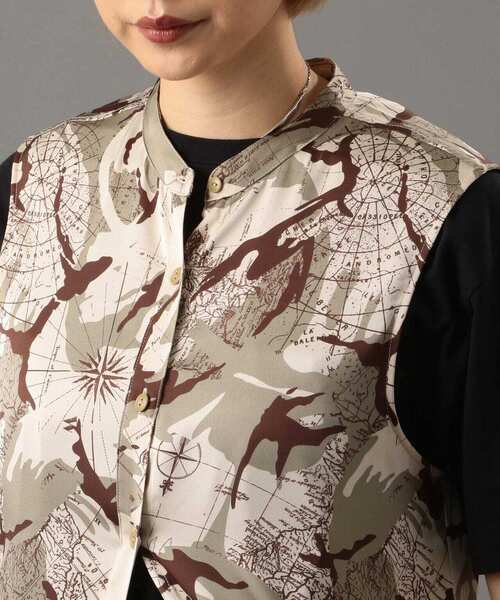 AVIREX（アヴィレックス）の「マリンチャート カモ ノーカラーシャツワンピース/ MARINE CHART CAMO NO-COLLAR SHIRT ONEPIECE（シャツワンピース・レディース・ベージュ/グレー・FREE）」の18枚目の写真