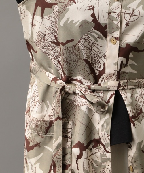 AVIREX（アヴィレックス）の「マリンチャート カモ ノーカラーシャツワンピース/ MARINE CHART CAMO NO-COLLAR SHIRT ONEPIECE（シャツワンピース・レディース・ベージュ/グレー・FREE）」の7枚目の写真