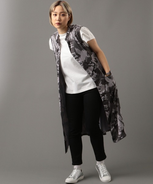 AVIREX（アヴィレックス）の「マリンチャート カモ ノーカラーシャツワンピース/ MARINE CHART CAMO NO-COLLAR SHIRT ONEPIECE（シャツワンピース・レディース・ベージュ/グレー・FREE）」の13枚目の写真