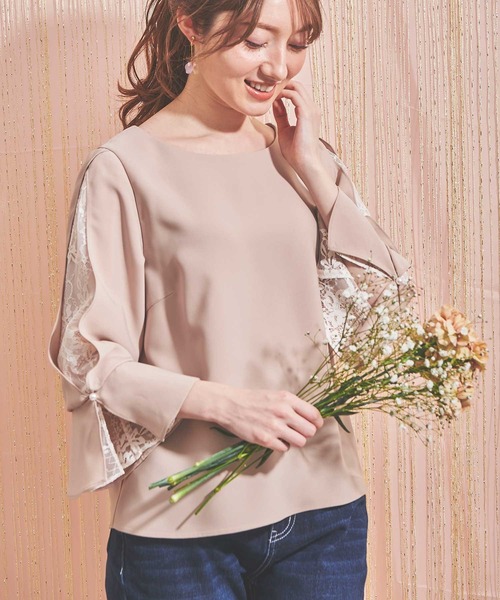 NOELA（ノエラ）の「レーススリーブブラウス（シャツ/ブラウス・レディース・ネイビー/ベージュ/オフホワイト・FREE）」の11枚目の写真