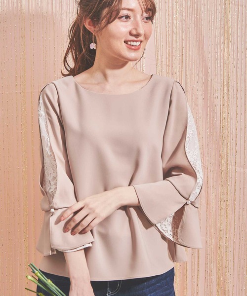 NOELA（ノエラ）の「レーススリーブブラウス（シャツ/ブラウス・レディース・ネイビー/ベージュ/オフホワイト・FREE）」の13枚目の写真