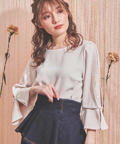 NOELA（ノエラ）の「レーススリーブブラウス（シャツ/ブラウス・レディース・ネイビー/ベージュ/オフホワイト・FREE）」の16枚目の写真