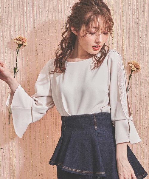 NOELA（ノエラ）の「レーススリーブブラウス（シャツ/ブラウス・レディース・ネイビー/ベージュ/オフホワイト・FREE）」の17枚目の写真