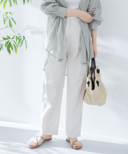 URBAN RESEARCH Sonny Label(アーバンリサーチサニーレーベル)の「『セットアップ対応』 リネンセミワイドパンツ(その他パンツ・レディース・アイボリー/ブラウン・38/36)」の2枚目の写真