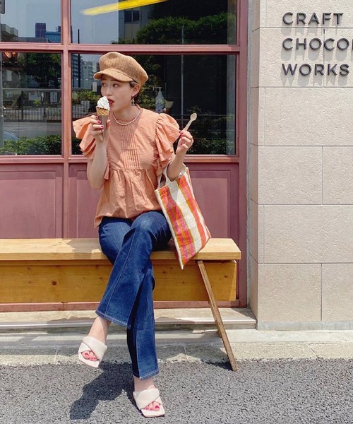 CIENA（シエナ）の「レース衿フリルピンタックブラウス（シャツ/ブラウス・レディース・ブラック/オフホワイト/オレンジ・FREE）」の3枚目の写真