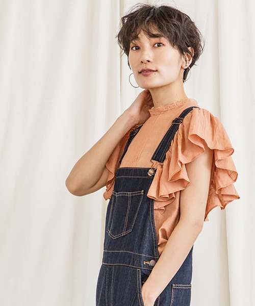 CIENA（シエナ）の「レース衿フリルピンタックブラウス（シャツ/ブラウス・レディース・ブラック/オフホワイト/オレンジ・FREE）」の9枚目の写真