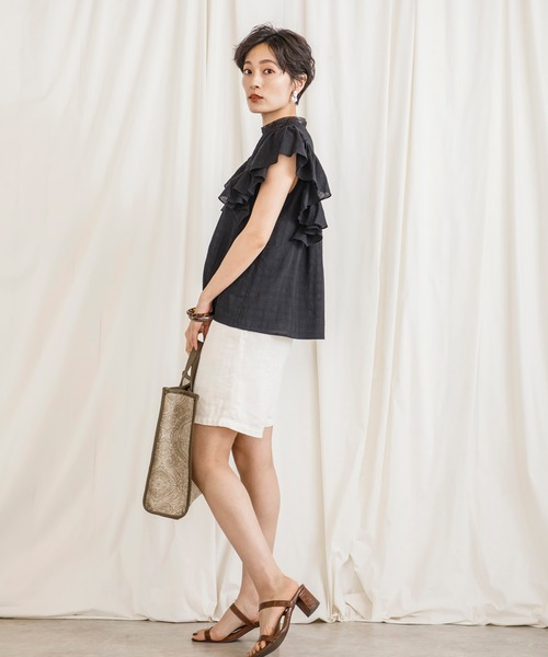 CIENA（シエナ）の「レース衿フリルピンタックブラウス（シャツ/ブラウス・レディース・ブラック/オフホワイト/オレンジ・FREE）」の13枚目の写真