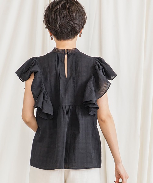 CIENA（シエナ）の「レース衿フリルピンタックブラウス（シャツ/ブラウス・レディース・ブラック/オフホワイト/オレンジ・FREE）」の15枚目の写真