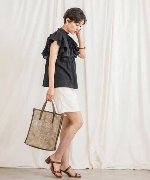 CIENA（シエナ）の「レース衿フリルピンタックブラウス（シャツ/ブラウス・レディース・ブラック/オフホワイト/オレンジ・FREE）」の11枚目の写真