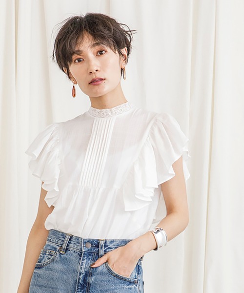 CIENA（シエナ）の「レース衿フリルピンタックブラウス（シャツ/ブラウス・レディース・ブラック/オフホワイト/オレンジ・FREE）」の20枚目の写真