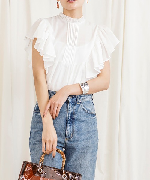 CIENA（シエナ）の「レース衿フリルピンタックブラウス（シャツ/ブラウス・レディース・ブラック/オフホワイト/オレンジ・FREE）」の22枚目の写真