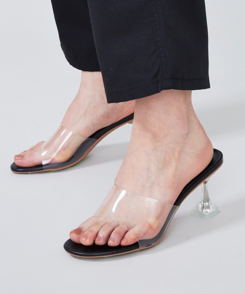 SHAGGIE（シャギー）の「【PVCストラップ】クリアミッドヒールサンダル（サンダル・レディース・ブラック/シルバー・M/L/XL）」の9枚目の写真