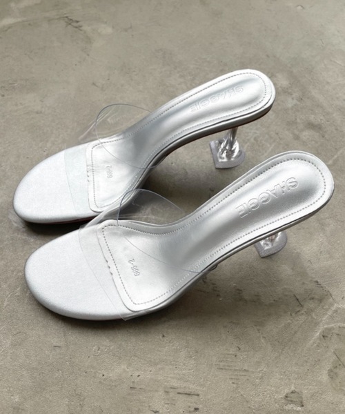 SHAGGIE（シャギー）の「【PVCストラップ】クリアミッドヒールサンダル（サンダル・レディース・ブラック/シルバー・M/L/XL）」の19枚目の写真