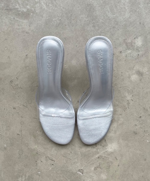 SHAGGIE（シャギー）の「【PVCストラップ】クリアミッドヒールサンダル（サンダル・レディース・ブラック/シルバー・M/L/XL）」の15枚目の写真