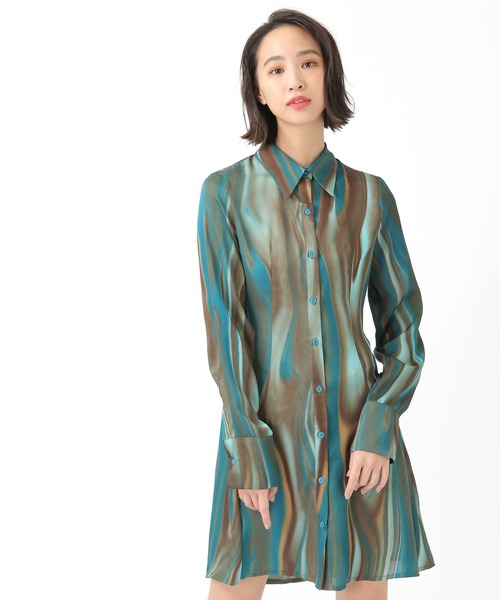 セール Curetty サテン柄シャツミニワンピース シャツワンピース Aland エーランド のファッション通販 Zozotown