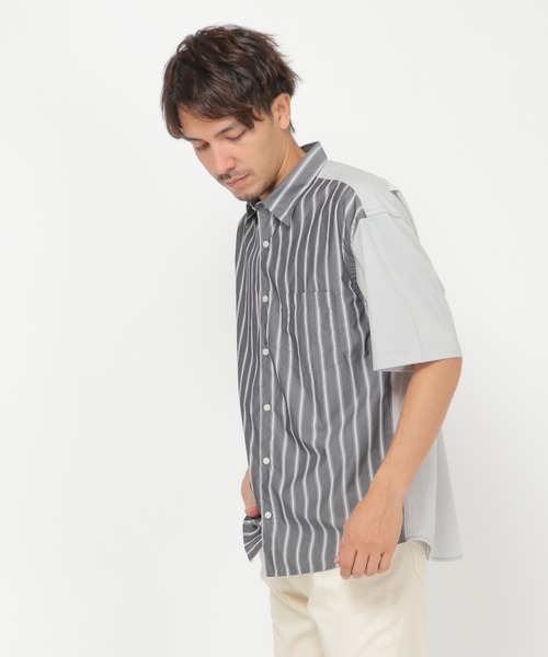 IKKA LOUNGE（イッカラウンジ）の「ストライプトリコットシャツ（シャツ/ブラウス・メンズ・グレー/ベージュ・S/M/L/XL）」の2枚目の写真