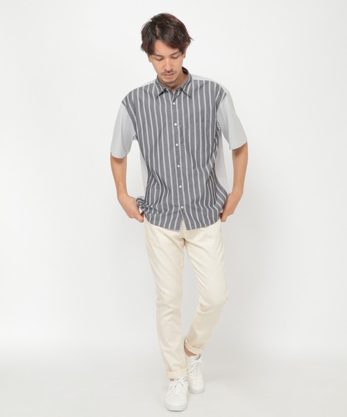 IKKA LOUNGE（イッカラウンジ）の「ストライプトリコットシャツ（シャツ/ブラウス・メンズ・グレー/ベージュ・S/M/L/XL）」の12枚目の写真