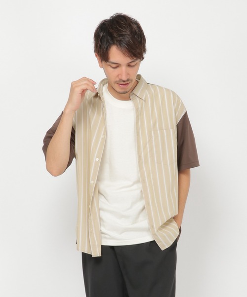 IKKA LOUNGE（イッカラウンジ）の「ストライプトリコットシャツ（シャツ/ブラウス・メンズ・グレー/ベージュ・S/M/L/XL）」の15枚目の写真