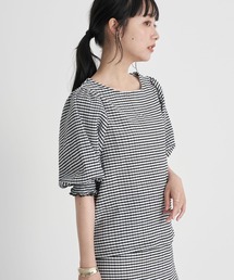 earth music&ecology | ギンガムショートスリーブプルオーバー ＊(Tシャツ/カットソー)