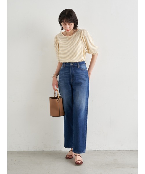 earth music&ecology（アースミュージックアンドエコロジー）の「ギンガムショートスリーブプルオーバー ＊（Tシャツ/カットソー・レディース・ブラック/レッド/イエロー・FREE）」の7枚目の写真