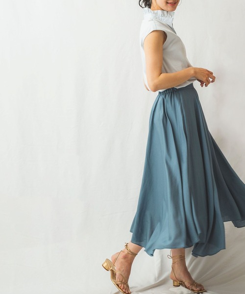 NARACAMICIE（ナラカミーチェ）の「シアー量感フレアースカート（スカート・レディース・ブルー/イエロー・MEDIUM）」の8枚目の写真