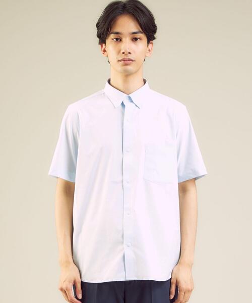 WORK TRIP OUTFITS GREEN LABEL RELAXING（ワークトリップアウトフィッツグリーンレーベル リラクシング）の「＜機能/イージーアイロン・吸水速乾・ストレッチ＞WTO ラッカン ユーティリティーボタンダウンシャツ（ビジネスシャツ・メンズ・ホワイト/ライトブルー・SMALL/X-LARGE/MEDIUM/LARGE）」の3枚目の写真