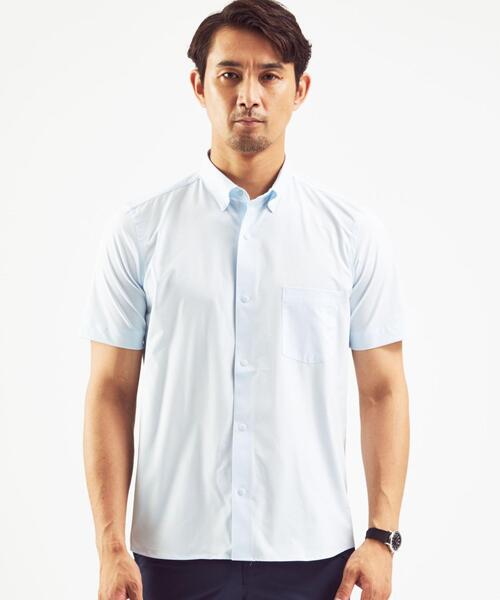 WORK TRIP OUTFITS GREEN LABEL RELAXING（ワークトリップアウトフィッツグリーンレーベル リラクシング）の「＜機能/イージーアイロン・吸水速乾・ストレッチ＞WTO ラッカン ユーティリティーボタンダウンシャツ（ビジネスシャツ・メンズ・ホワイト/ライトブルー・SMALL/X-LARGE/MEDIUM/LARGE）」の7枚目の写真