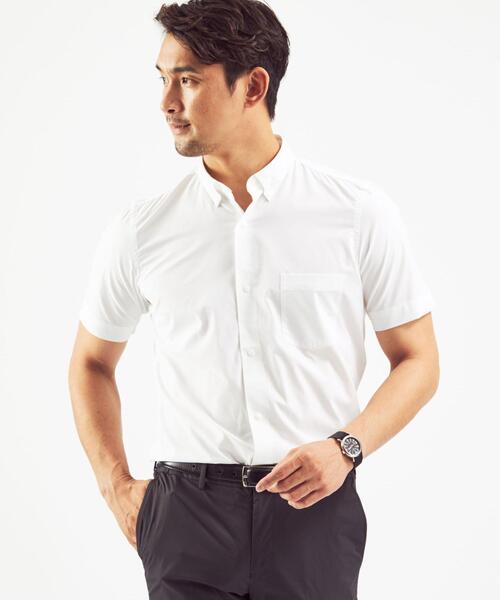 WORK TRIP OUTFITS GREEN LABEL RELAXING（ワークトリップアウトフィッツグリーンレーベル リラクシング）の「＜機能/イージーアイロン・吸水速乾・ストレッチ＞WTO ラッカン ユーティリティーボタンダウンシャツ（ビジネスシャツ・メンズ・ホワイト/ライトブルー・SMALL/X-LARGE/MEDIUM/LARGE）」の10枚目の写真