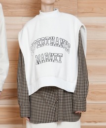 SUPERTHANKS | モックネックカレッジロゴ刺繍2WAYベスト ポンチョ（ユニセックス）(ベスト)