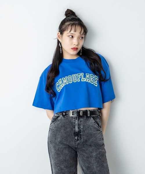 RASVOA(ラスボア)の「カレッジロゴクロップドワイドTシャツ(Tシャツ/カットソー・レディース・ブラック/オフホワイト/ブルー/グリーン・FREE)」の17枚目の写真