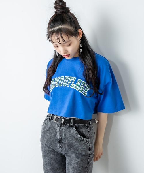 RASVOA(ラスボア)の「カレッジロゴクロップドワイドTシャツ(Tシャツ/カットソー・レディース・ブラック/オフホワイト/ブルー/グリーン・FREE)」の22枚目の写真