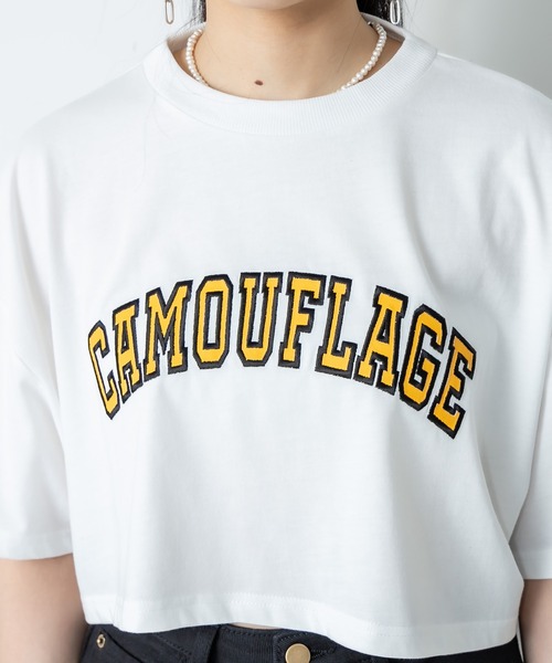 RASVOA(ラスボア)の「カレッジロゴクロップドワイドTシャツ(Tシャツ/カットソー・レディース・ブラック/オフホワイト/ブルー/グリーン・FREE)」の13枚目の写真