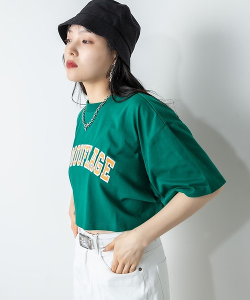 RASVOA(ラスボア)の「カレッジロゴクロップドワイドTシャツ(Tシャツ/カットソー・レディース・ブラック/オフホワイト/ブルー/グリーン・FREE)」の20枚目の写真