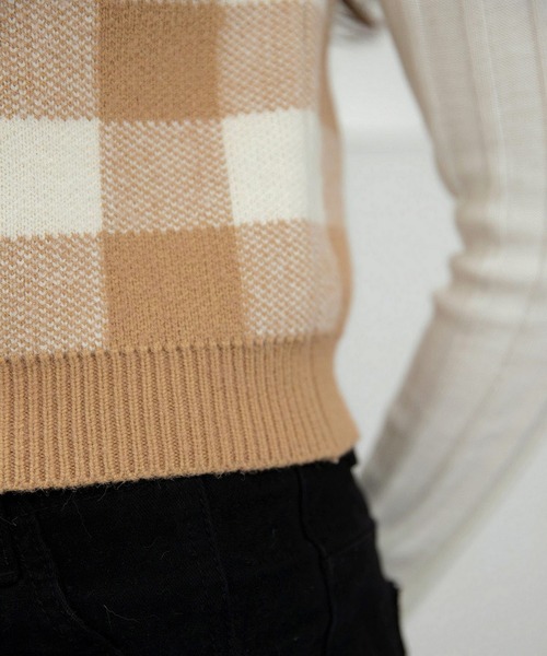 fd style(エフディ スタイル)の「【Chuzchuz】ジャガードラウンドVネックベスト(ベスト・レディース・ブラック/ベージュ/ピンク・FREE)」の9枚目の写真