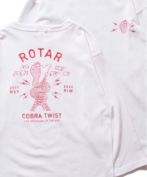 ROTAR(ローター)の「COBRA TWIST BB Tee バックプリント 七分袖(Tシャツ/カットソー・メンズ・オフホワイト/ブルー系/スミクロ・X-LARGE/SMALL/MEDIUM/LARGE)」の1枚目の写真