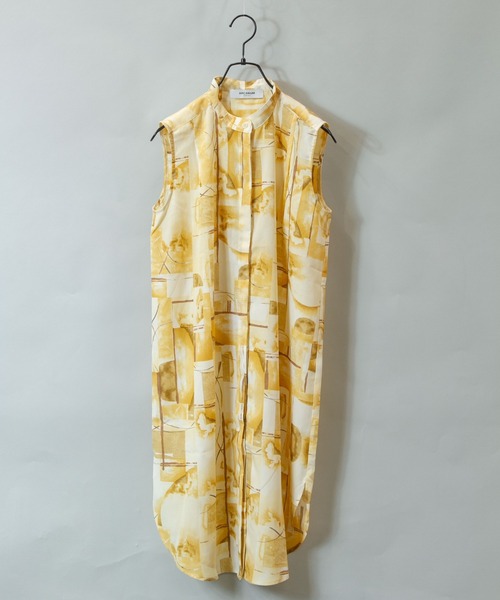 ARCANUM DESIGN（アルカナムデザイン）の「ARL　幾何学柄ノースリーブハーフシャツ（シャツ/ブラウス・レディース・グレー/イエロー/オレンジ・FREE）」の4枚目の写真