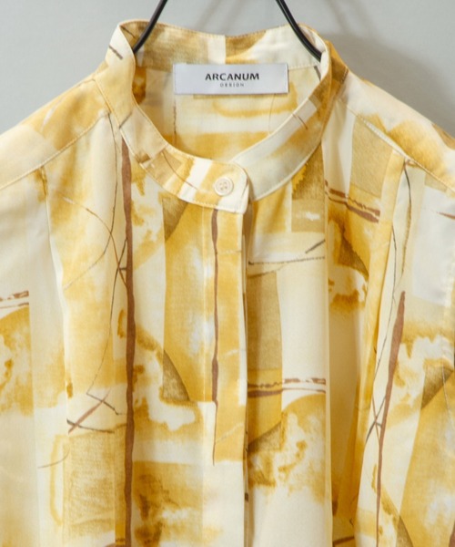 ARCANUM DESIGN（アルカナムデザイン）の「ARL　幾何学柄ノースリーブハーフシャツ（シャツ/ブラウス・レディース・グレー/イエロー/オレンジ・FREE）」の9枚目の写真