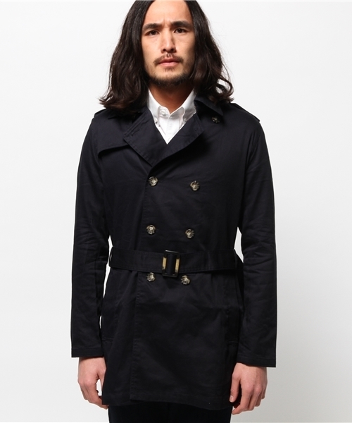 WEGO（ウィゴー）の「WEGO/コットンツイルトレンチコート（トレンチコート・メンズ・ベージュ/ネイビー・LARGE/MEDIUM）」の3枚目の写真