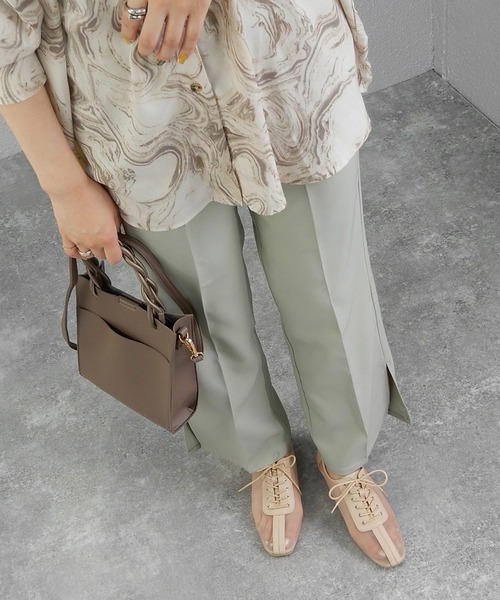 minia(ミニア)の「チュール×PUコンビのレースアップシューズ ◆(ドレスシューズ・レディース・ブラック/ベージュ・LL/M/S/L)」の8枚目の写真