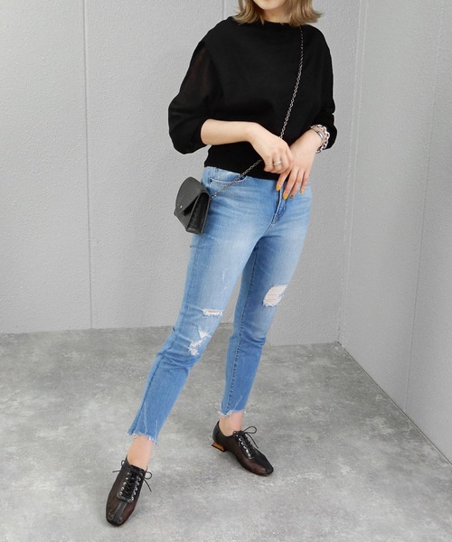 minia(ミニア)の「チュール×PUコンビのレースアップシューズ ◆(ドレスシューズ・レディース・ブラック/ベージュ・LL/M/S/L)」の10枚目の写真