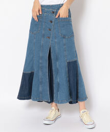 AVIREX | デニムカラーコンビスカート/ DENIM COLOR COMBI SKIRT(デニムスカート)